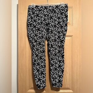 Lands End Starfish Pull On Leggings Floral & Striped Print